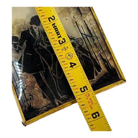 Vintage Print Background Courting Couple Silhouette Picture Convex Glass READ - Picture 6 of 6